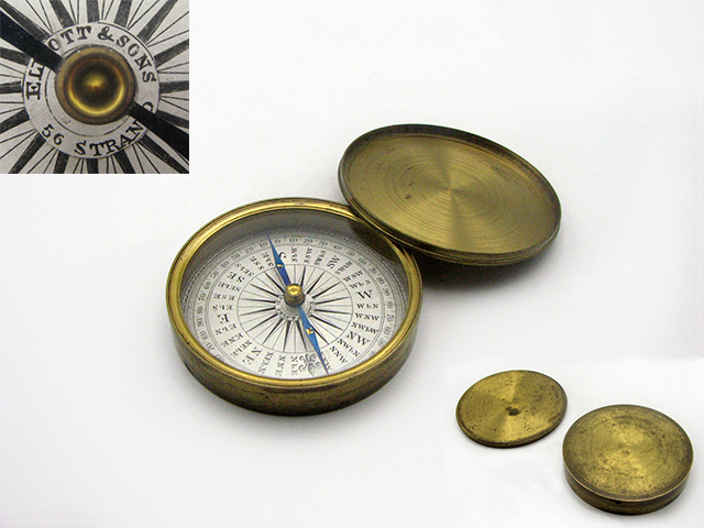 Elliott Bros 19th century prismatic compass, used in Zulu war of 1879